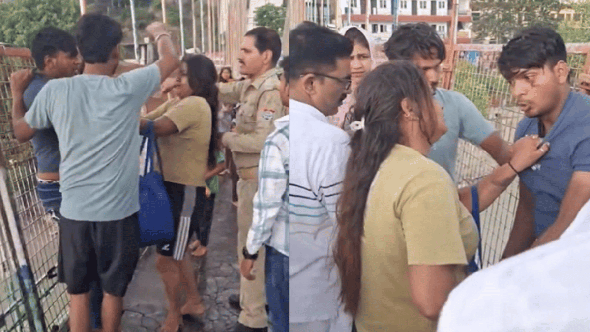rishikesh-viral-video-woman-beats-man-for-fighting-with-her-husband-in-presence-of-cop